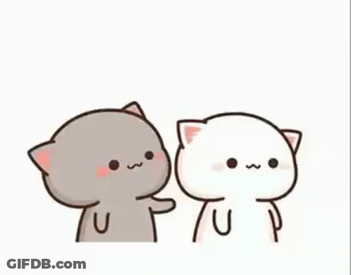 A Couple Of Cats Are Standing Next To Each Other And One Of Them Is Touching The Other 'S Face . GIF