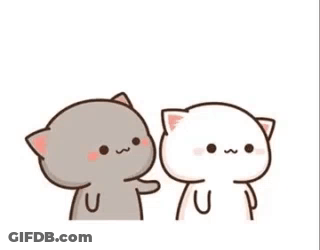 A Couple Of Cats Are Standing Next To Each Other And One Of Them Is Touching The Other 'S Face . GIF
