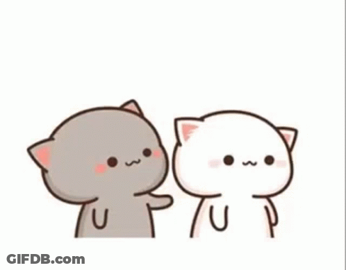 A Couple Of Cats Are Standing Next To Each Other And One Of Them Is Touching The Other 'S Face . GIF