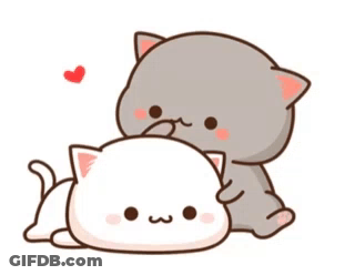A Couple Of Cats Laying Next To Each Other With A Heart . GIF