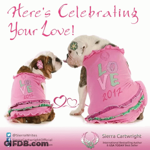 A Couple Of Dogs Wearing Pink Shirts That Say Love GIF