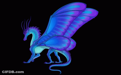 A Couple Of Dragons Are Hugging Each Other With Their Wings Spread GIF