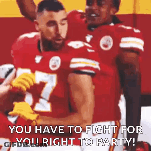 A Couple Of Football Players Are Standing Next To Each Other And One Of Them Says `` You Have To Fight For You Right To GIF