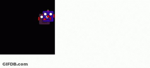 A Couple Of Green Robots With A Red Nose And Red Eyes On A Black Background . GIF