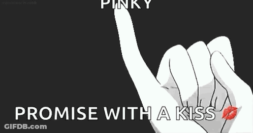 A Couple Of Hands Making A Pinky Promise With A Kiss On It . GIF