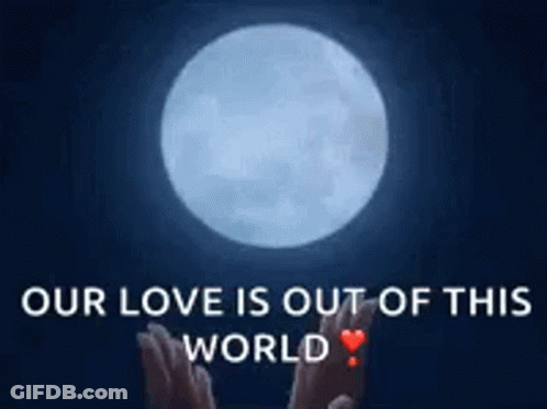 A Couple Of Hands Reaching Out Towards A Full Moon . GIF