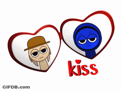A Couple Of Heart Shaped Frames With The Word Kiss On It GIF