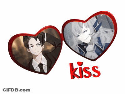 Heart Shaped Frames With Kiss GIF