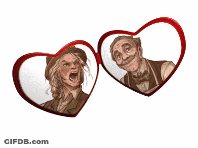A Couple Of Hearts With A Man And A Woman In Them GIF