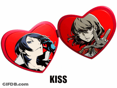 A Couple Of Hearts With The Word Kiss On The Bottom Right GIF
