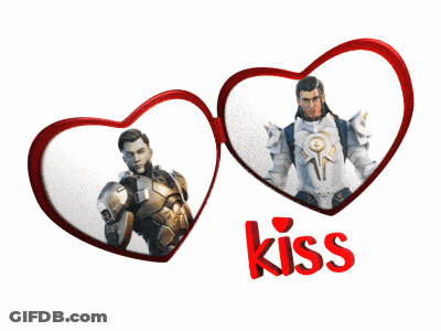 A Couple Of Hearts With The Word Kiss On Them GIF