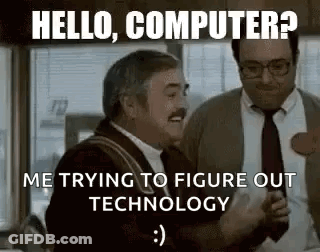 A Couple Of Men Are Standing Next To Each Other In A Room And Laughing . GIF