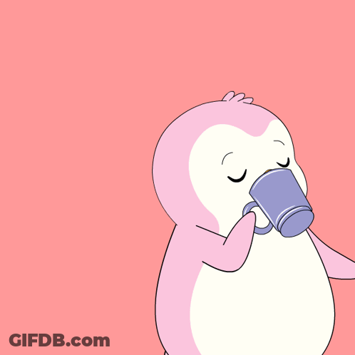 A Couple Of Penguins Are Standing Next To Each Other With The Words Good Morning GIF