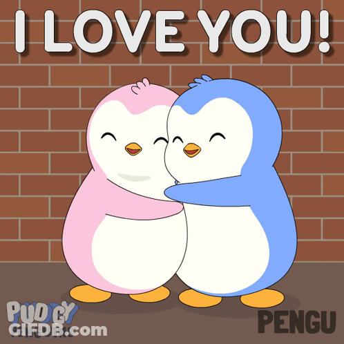 Penguins Hugging Saying I Love You GIF