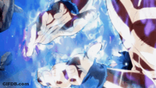 A Couple Of People Are Swimming In A Pool With A Purple Background GIF
