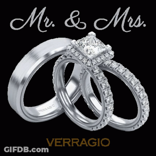 A Couple Of Rings With The Words Mr. & Mrs. Written On The Bottom GIF