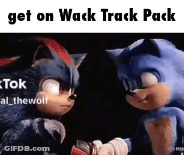 A Couple Of Sonic The Hedgehogs Standing Next To Each Other . GIF