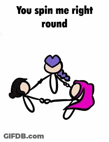 A Couple Of Stick Figures Are Holding Hands In A Circle . GIF