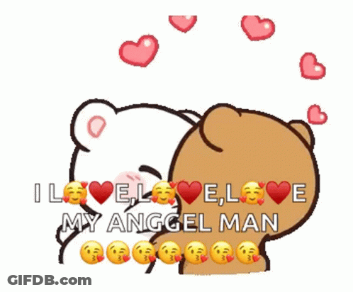 A Couple Of Teddy Bears Are Hugging Each Other And Saying I Love You GIF