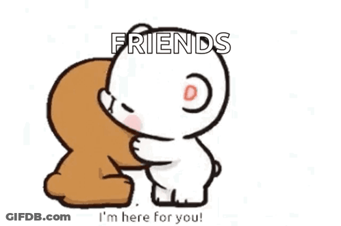A Couple Of Teddy Bears Are Standing Next To Each Other . GIF