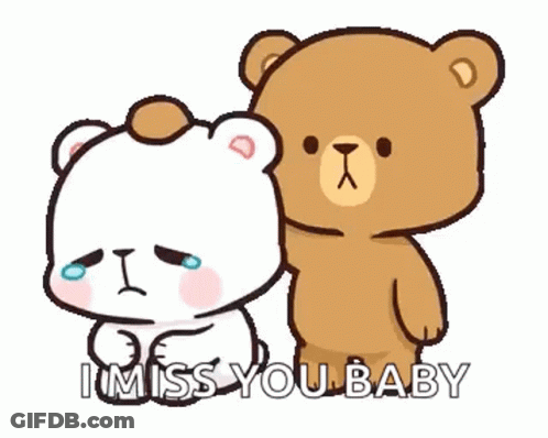 A Couple Of Teddy Bears Are Standing Next To Each Other And One Is Crying . GIF