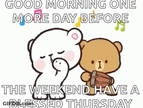 A Couple Of Teddy Bears Are Standing Next To Each Other And Saying Good Morning . GIF