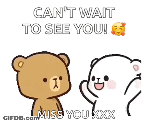 A Couple Of Teddy Bears Are Standing Next To Each Other And Talking . GIF