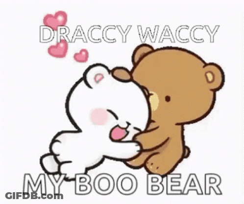 A Couple Of Teddy Bears Are Standing Next To Each Other And Talking . GIF