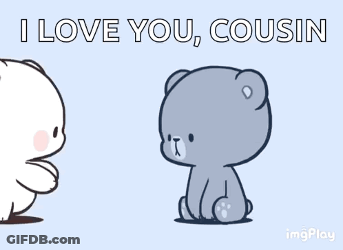 A Couple Of Teddy Bears Hugging Each Other And Saying I Love You , Cousin GIF