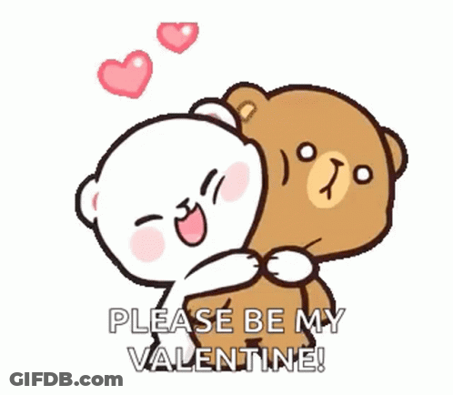 Teddy Bears Hugging Saying Please Be My Valentine GIF