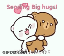 A Couple Of Teddy Bears Hugging Each Other . GIF