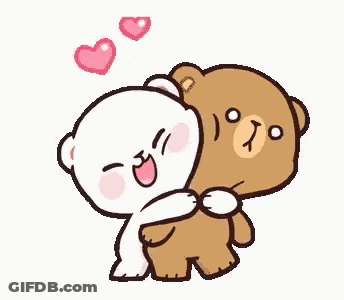 Teddy Bears Hugging With Hearts GIF