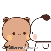 A Couple Of Teddy Bears Kissing Each Other And Saying `` Good Morning '' . GIF