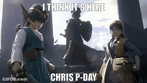 A Couple Of Video Game Characters Standing Next To Each Other With A Caption That Says `` I Think It 'S Here '' . GIF