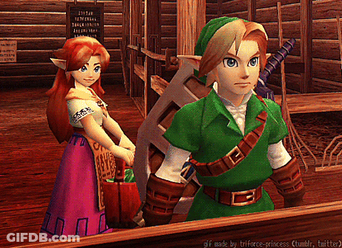 A Couple Of Video Game Characters Standing Next To Each Other With The Words Gif Made By Triforce-Princess Written Below GIF