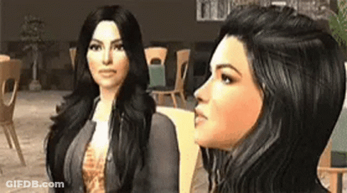 A Couple Of Women Are Sitting Next To Each Other In A Room . GIF
