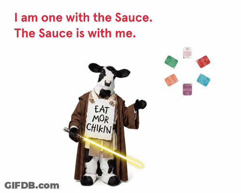 A Cow With A Sign That Says Eat Mor Chikin On It GIF