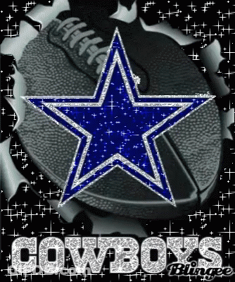 A Cowboys Logo With A Blue Star On Top Of A Football GIF