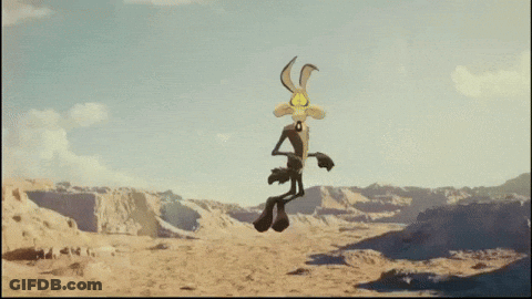 A Coyote Is Holding A Sign That Says " -8% " GIF