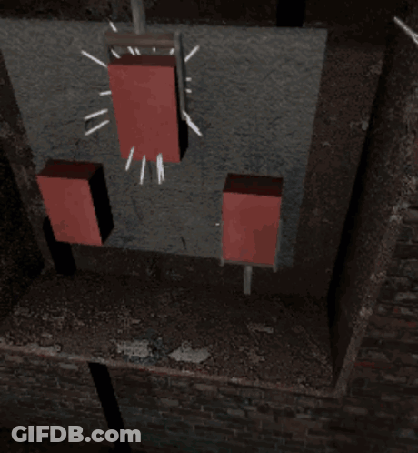 A Creepy Looking Woman In A White Dress Is Standing In Front Of A Red Telephone Booth GIF