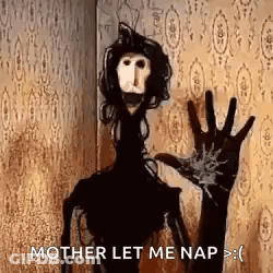 A Creepy Puppet Is Standing In Front Of A Wall . GIF