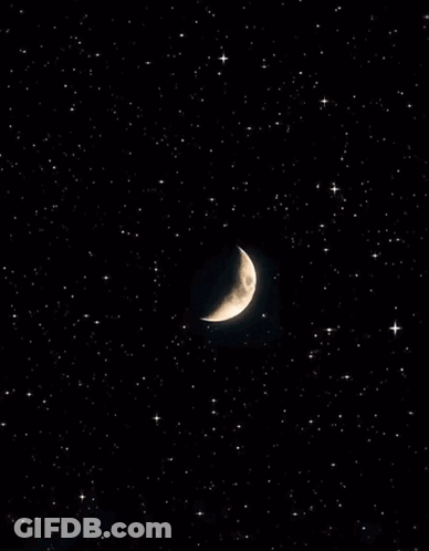 A Crescent Moon In A Starry Night Sky GIF