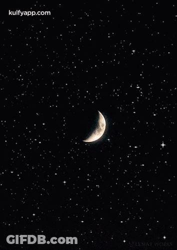 Crescent Moon In Starry Night Sky GIF