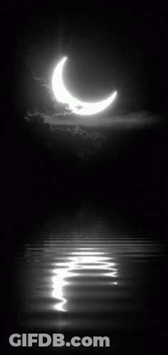 A Crescent Moon Is Reflected In The Water GIF