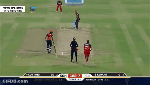 A Cricket Game Is Being Played In A Stadium With An Ad For Vivo GIF