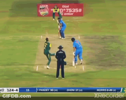 A Cricket Game Is Being Played On A Tv Screen GIF