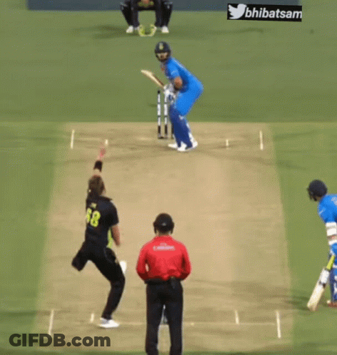 A Cricket Game Is Being Played With A Twitter Logo In The Background GIF