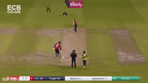 A Cricket Game Is Being Played With The Ecb Co.uk Logo Visible GIF