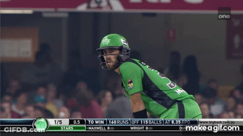 A Cricket Game Is Being Shown On A Television Screen GIF