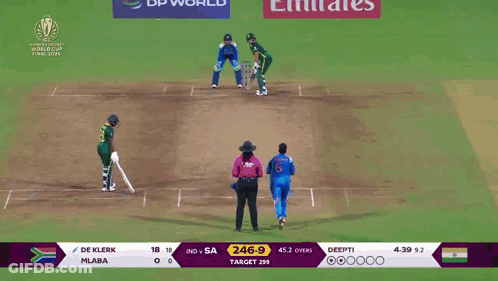 A Cricket Match Between India And South Africa Is Being Shown On A Screen GIF